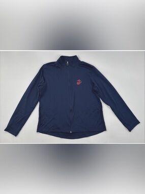 USMC US Marines Jacket Mens Large Performance Track Warmup Full Zip Stretch
